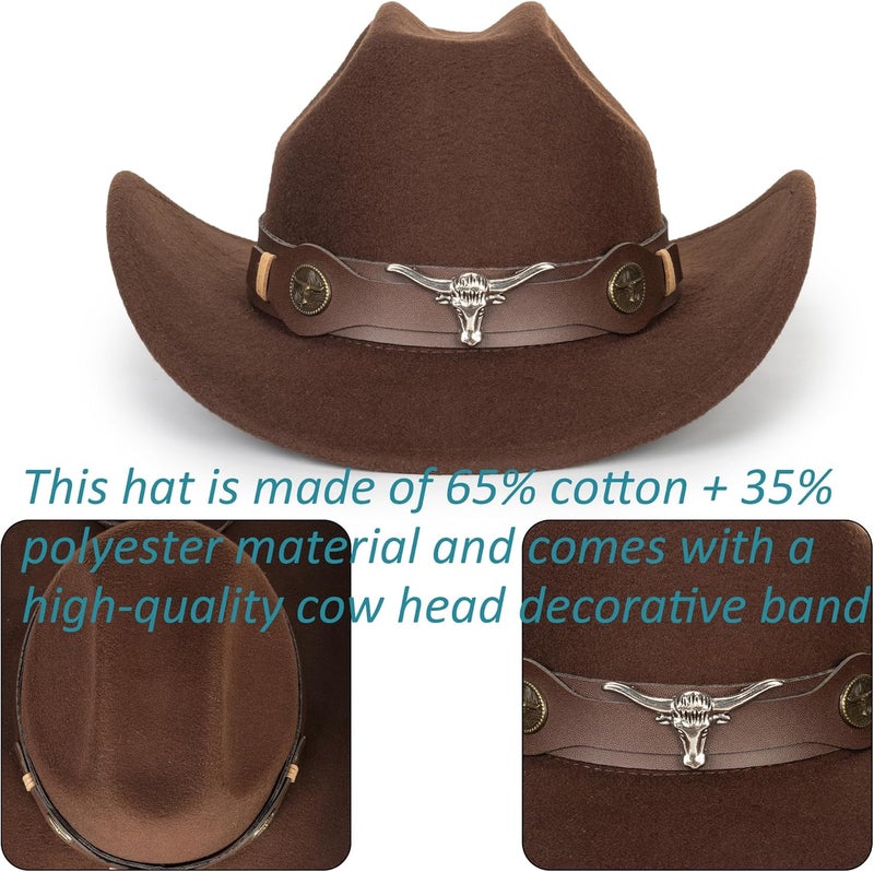 UTOWO Vintage Western Cowboy Hat for Men Outback Cowgirl Hat M/L - Image 3